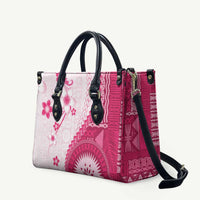 Bula Fiji Leather Bag Pink Plumeria Masi Tapa Pattern - Polynesian Pride