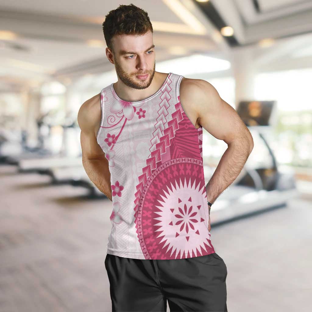 Bula Fiji Men Tank Top Pink Plumeria Masi Tapa Pattern LT05 Pink - Polynesian Pride