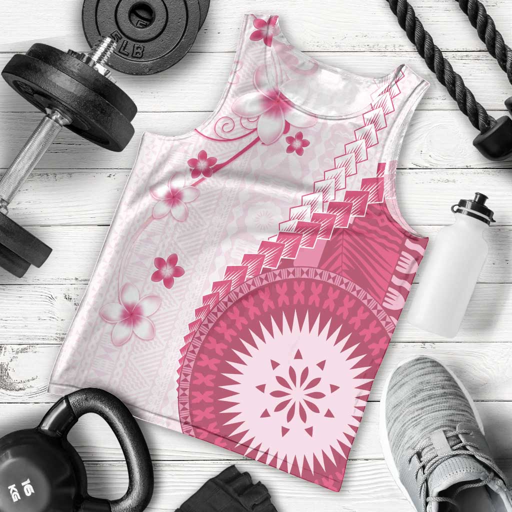 Bula Fiji Men Tank Top Pink Plumeria Masi Tapa Pattern LT05 - Polynesian Pride