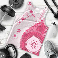 Bula Fiji Men Tank Top Pink Plumeria Masi Tapa Pattern LT05 - Polynesian Pride