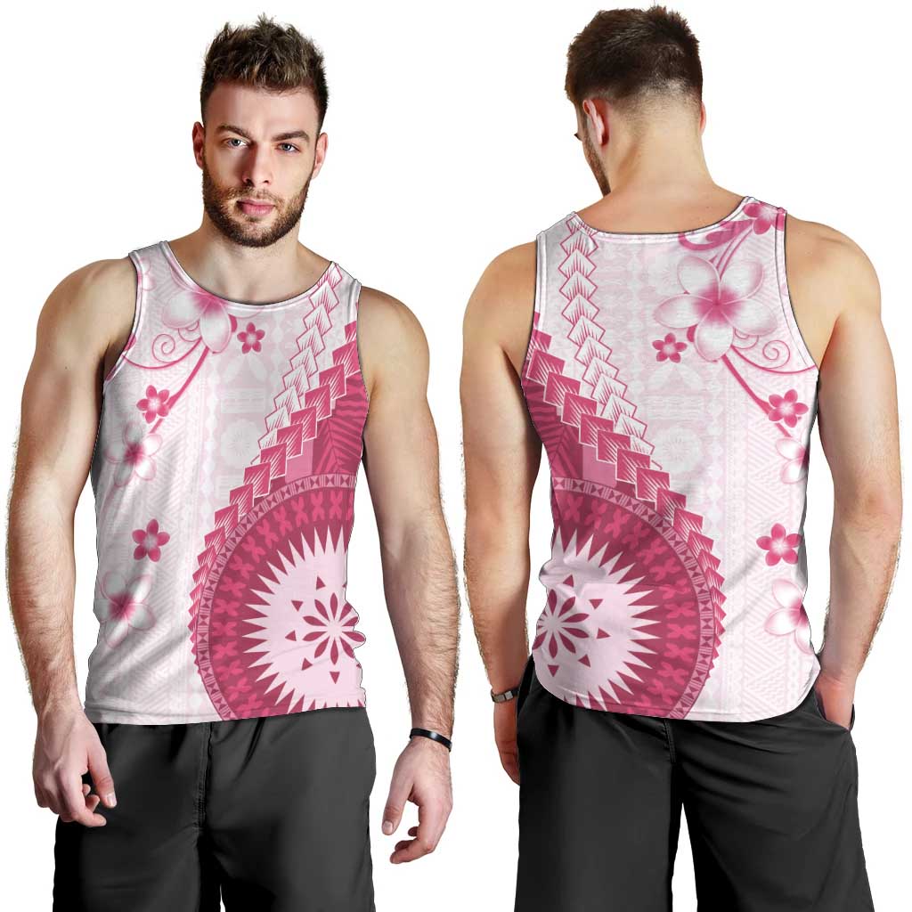 Bula Fiji Men Tank Top Pink Plumeria Masi Tapa Pattern LT05 - Polynesian Pride