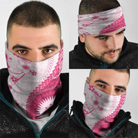 Bula Fiji Neck Gaiter Pink Plumeria Masi Tapa Pattern LT05 - Polynesian Pride