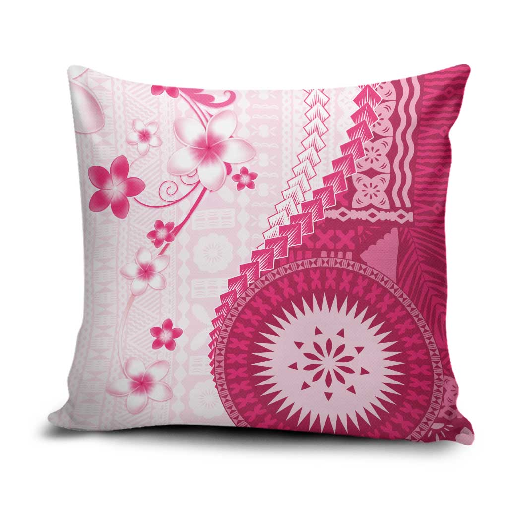 Bula Fiji Pillow Cover Pink Plumeria Masi Tapa Pattern - Polynesian Pride