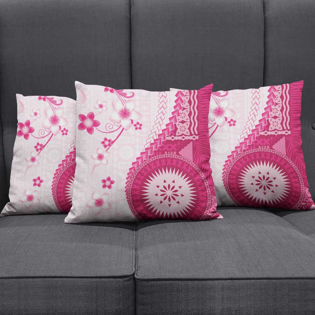 Bula Fiji Pillow Cover Pink Plumeria Masi Tapa Pattern - Polynesian Pride