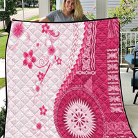 Bula Fiji Quilt Pink Plumeria Masi Tapa Pattern - Polynesian Pride