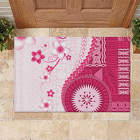 Bula Fiji Rubber Doormat Pink Plumeria Masi Tapa Pattern LT05 Pink - Polynesian Pride