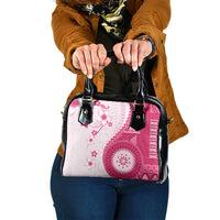 Bula Fiji Shoulder Handbag Pink Plumeria Masi Tapa Pattern - Polynesian Pride
