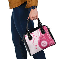 Bula Fiji Shoulder Handbag Pink Plumeria Masi Tapa Pattern - Polynesian Pride