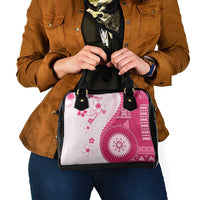 Bula Fiji Shoulder Handbag Pink Plumeria Masi Tapa Pattern - Polynesian Pride