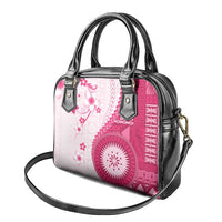 Bula Fiji Shoulder Handbag Pink Plumeria Masi Tapa Pattern - Polynesian Pride