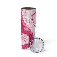 Bula Fiji Skinny Tumbler Pink Plumeria Masi Tapa Pattern - Polynesian Pride