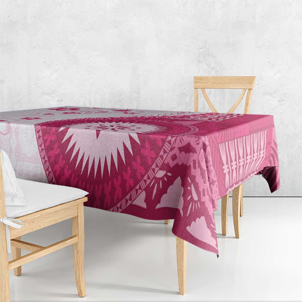 Bula Fiji Tablecloth Pink Plumeria Masi Tapa Pattern LT05 - Polynesian Pride