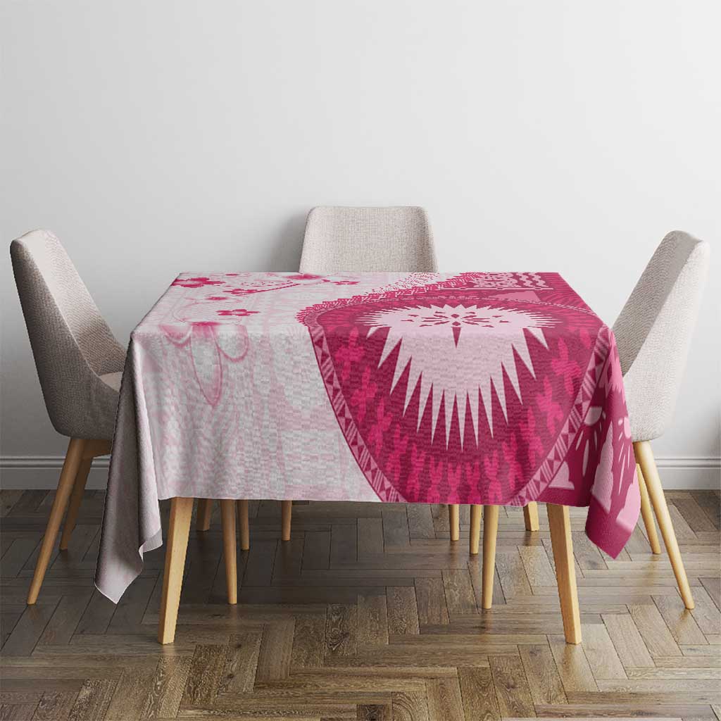 Bula Fiji Tablecloth Pink Plumeria Masi Tapa Pattern LT05 - Polynesian Pride