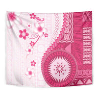 Bula Fiji Tapestry Pink Plumeria Masi Tapa Pattern - Polynesian Pride