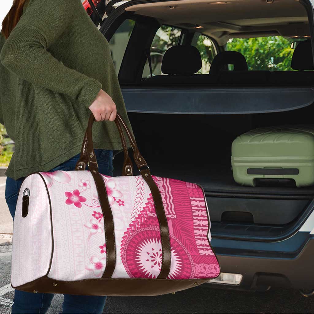 Bula Fiji Travel Bag Pink Plumeria Masi Tapa Pattern - Polynesian Pride