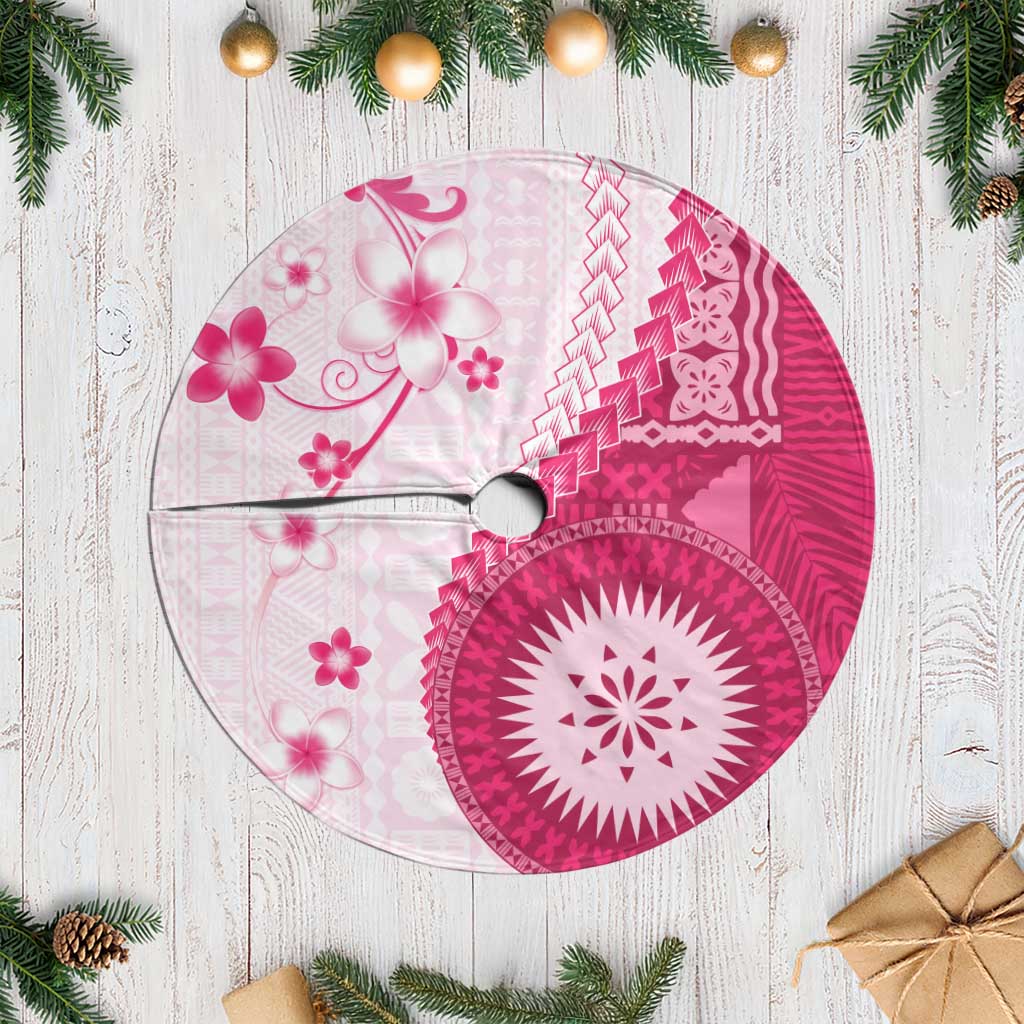 Bula Fiji Tree Skirt Pink Plumeria Masi Tapa Pattern - Polynesian Pride