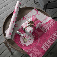 Bula Fiji Wrapping Paper Pink Plumeria Masi Tapa Pattern LT05 - Polynesian Pride