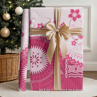 Bula Fiji Wrapping Paper Pink Plumeria Masi Tapa Pattern LT05 - Polynesian Pride
