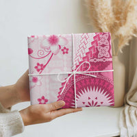 Bula Fiji Wrapping Paper Pink Plumeria Masi Tapa Pattern LT05 - Polynesian Pride
