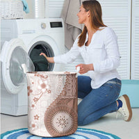 Bula Fiji Laundry Basket Brown Plumeria Masi Tapa Pattern LT05 - Polynesian Pride