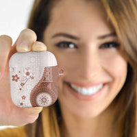 Bula Fiji AirPods Case Brown Plumeria Masi Tapa Pattern LT05 - Polynesian Pride