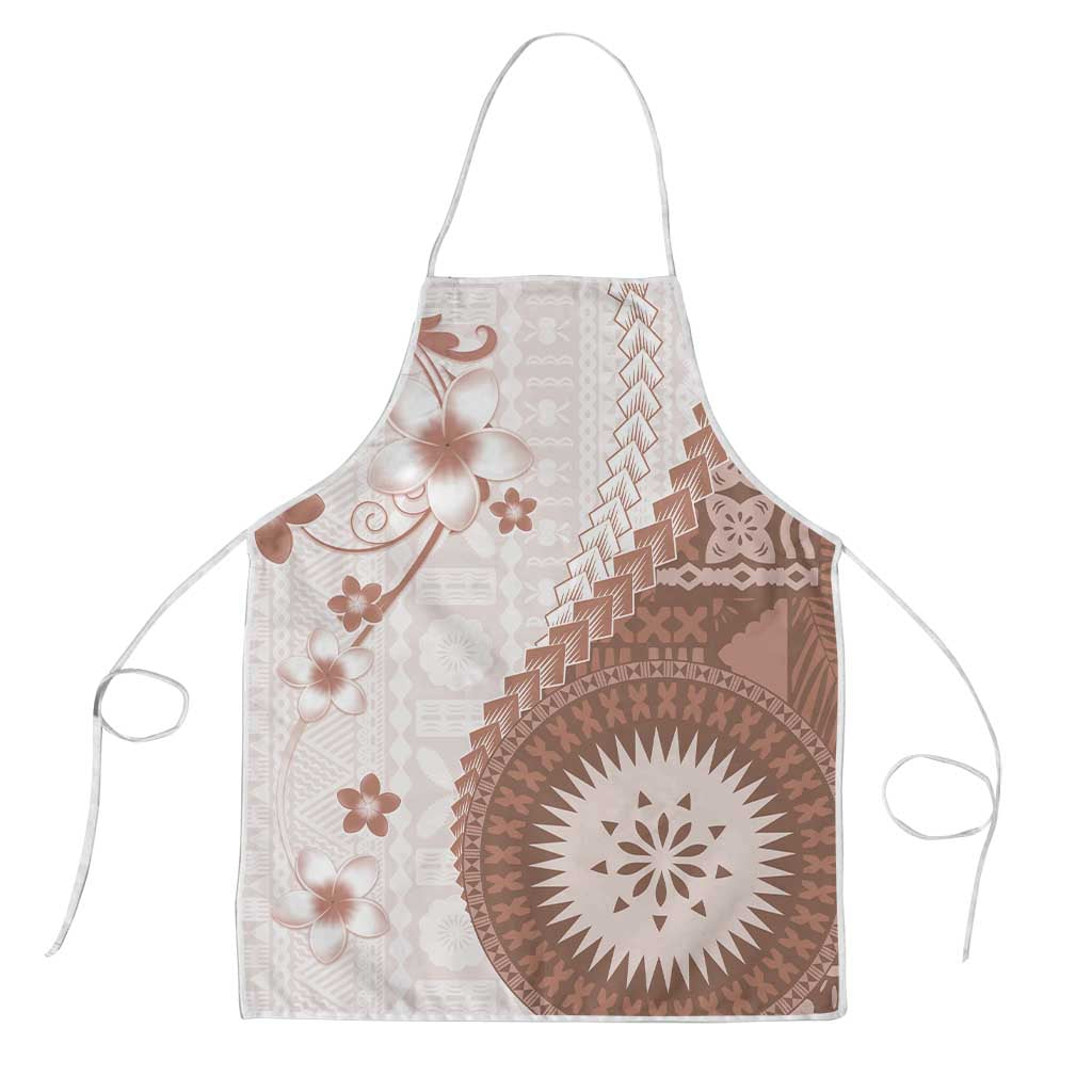 Bula Fiji Apron Brown Plumeria Masi Tapa Pattern LT05 Brown - Polynesian Pride