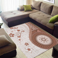 Bula Fiji Area Rug Brown Plumeria Masi Tapa Pattern - Polynesian Pride