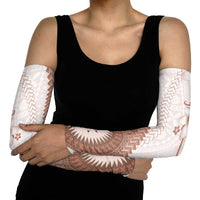 Bula Fiji Arm Sleeves Brown Plumeria Masi Tapa Pattern LT05 - Polynesian Pride