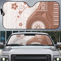 Bula Fiji Auto Sun Shade Brown Plumeria Masi Tapa Pattern - Polynesian Pride