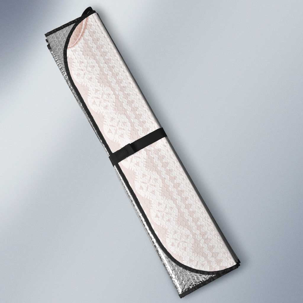 Bula Fiji Auto Sun Shade Brown Plumeria Masi Tapa Pattern - Polynesian Pride