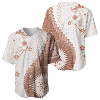 Bula Fiji Baseball Jersey Brown Plumeria Masi Tapa Pattern LT05 - Polynesian Pride