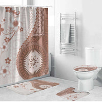 Bula Fiji Bathroom Set Brown Plumeria Masi Tapa Pattern LT05 Bathroom Set (4 pcs) Brown - Polynesian Pride