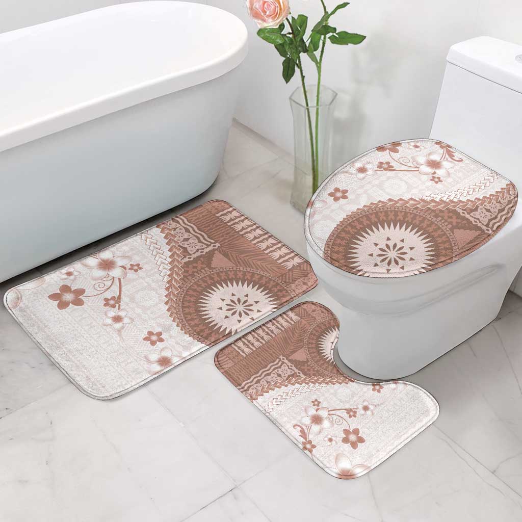 Bula Fiji Bathroom Set Brown Plumeria Masi Tapa Pattern LT05 - Polynesian Pride