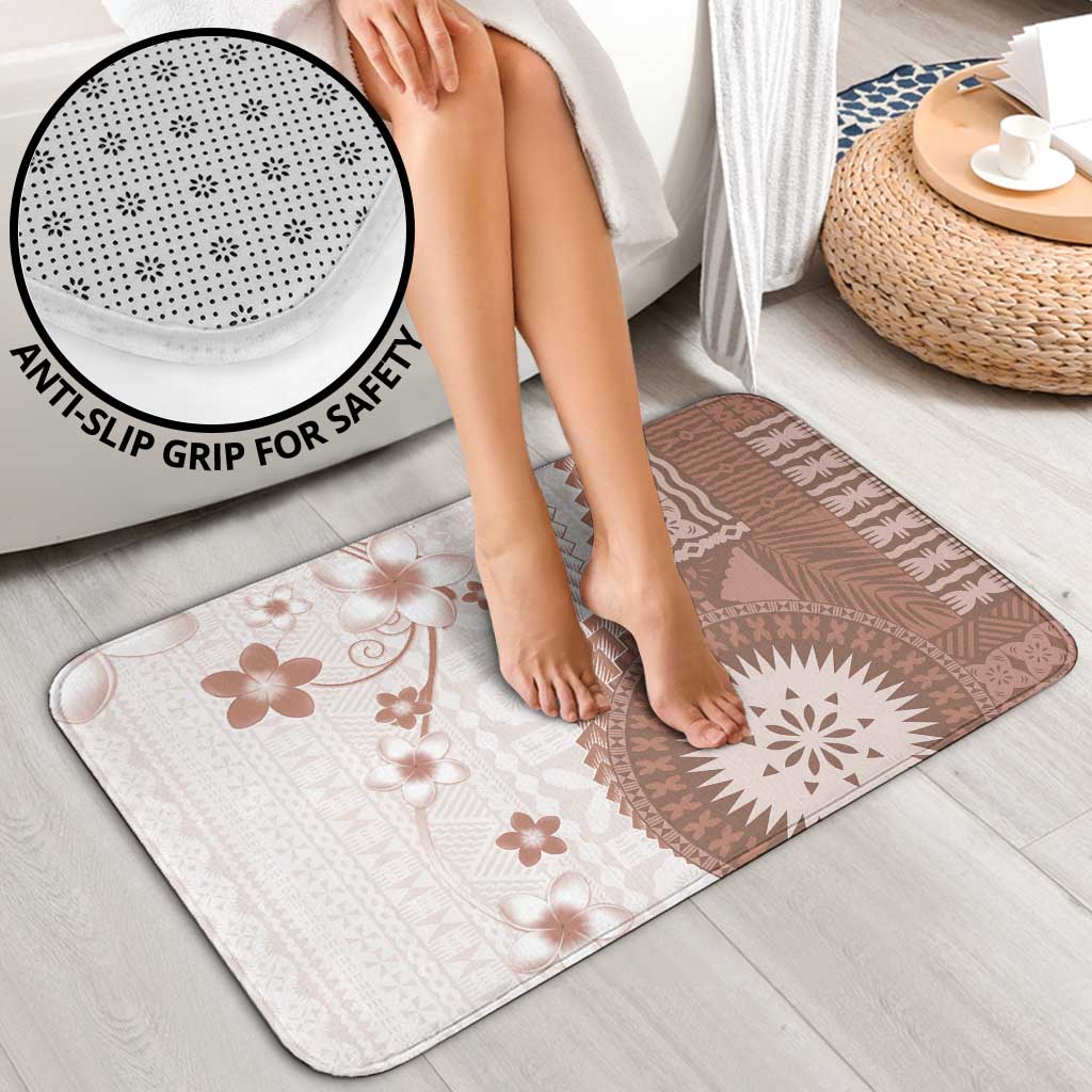 Bula Fiji Bathroom Set Brown Plumeria Masi Tapa Pattern LT05 - Polynesian Pride