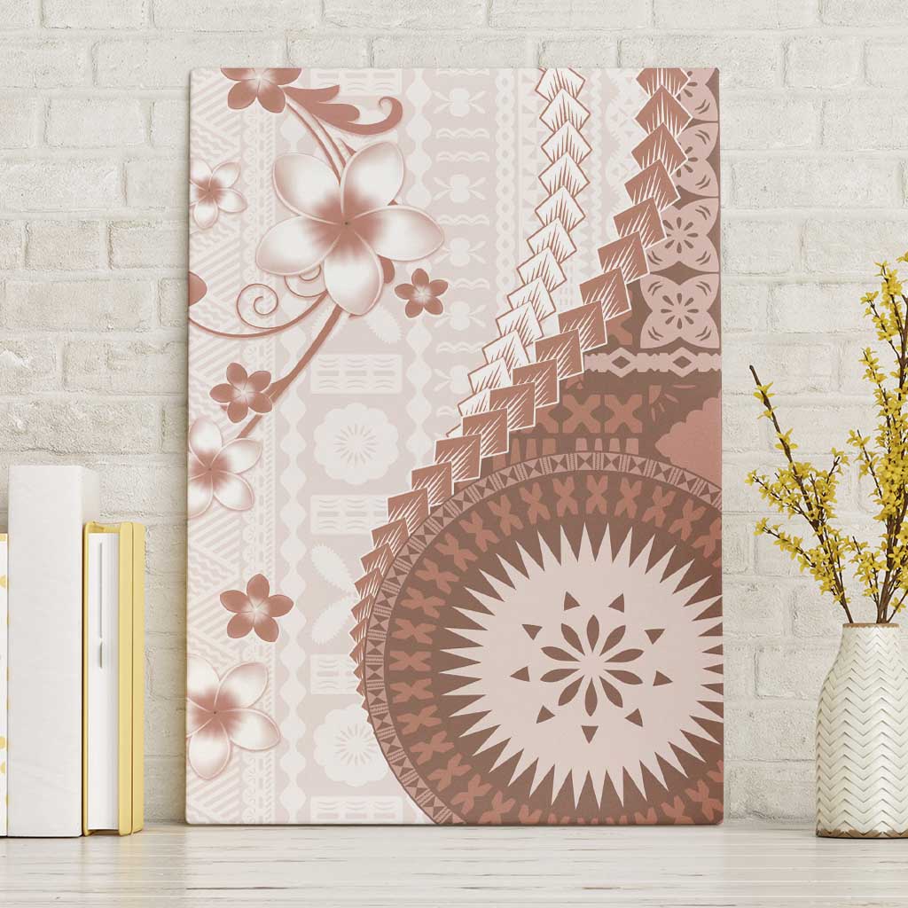 Bula Fiji Canvas Wall Art Brown Plumeria Masi Tapa Pattern LT05 Without Frame Brown - Polynesian Pride