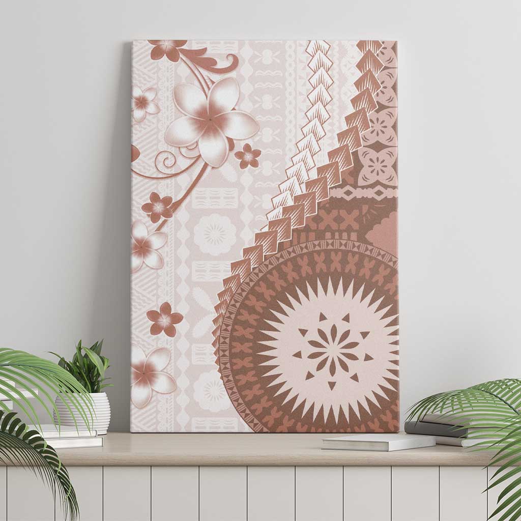 Bula Fiji Canvas Wall Art Brown Plumeria Masi Tapa Pattern LT05 - Polynesian Pride