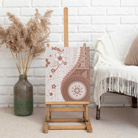 Bula Fiji Canvas Wall Art Brown Plumeria Masi Tapa Pattern LT05 - Polynesian Pride