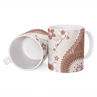 Bula Fiji Ceramic Mug Brown Plumeria Masi Tapa Pattern LT05 - Polynesian Pride