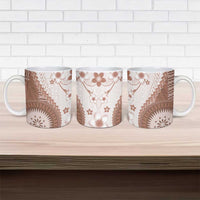 Bula Fiji Ceramic Mug Brown Plumeria Masi Tapa Pattern LT05 - Polynesian Pride