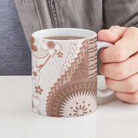 Bula Fiji Ceramic Mug Brown Plumeria Masi Tapa Pattern LT05 - Polynesian Pride