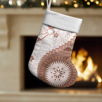 Bula Fiji Christmas Stocking Brown Plumeria Masi Tapa Pattern - Polynesian Pride