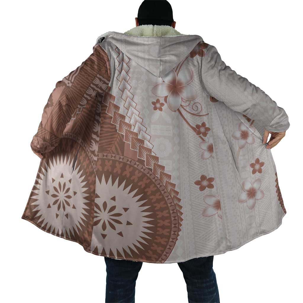Bula Fiji Cloak Brown Plumeria Masi Tapa Pattern LT05 - Polynesian Pride