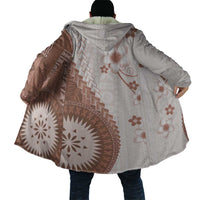 Bula Fiji Cloak Brown Plumeria Masi Tapa Pattern LT05 - Polynesian Pride