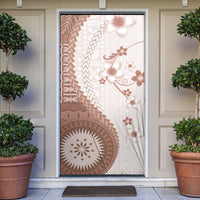 Bula Fiji Door Cover Brown Plumeria Masi Tapa Pattern LT05 Brown - Polynesian Pride