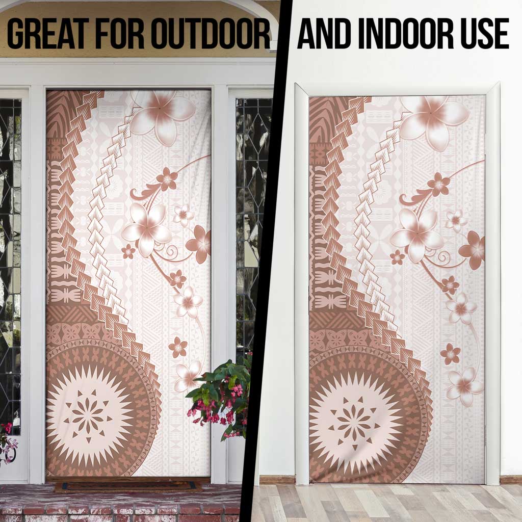 Bula Fiji Door Cover Brown Plumeria Masi Tapa Pattern LT05 - Polynesian Pride