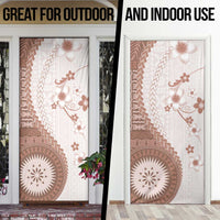 Bula Fiji Door Cover Brown Plumeria Masi Tapa Pattern LT05 - Polynesian Pride