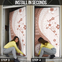 Bula Fiji Door Cover Brown Plumeria Masi Tapa Pattern LT05 - Polynesian Pride