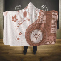 Bula Fiji Hooded Blanket Brown Plumeria Masi Tapa Pattern LT05 - Polynesian Pride