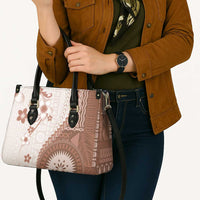 Bula Fiji Leather Bag Brown Plumeria Masi Tapa Pattern - Polynesian Pride