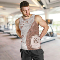 Bula Fiji Men Tank Top Brown Plumeria Masi Tapa Pattern LT05 Brown - Polynesian Pride